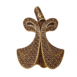 99 Name of Allah Trinket, Whirling Dervish Figure, Islamic Table Decor, Golden Color