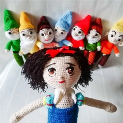 Snow White and Seven Dwarfs, Amigurumi Doll for Kids, Amigurumi Toys, Crochet Doll, Organic Syrian Handmade Soft Amigurumi Toy, Amigurumi Sleeping Friend
