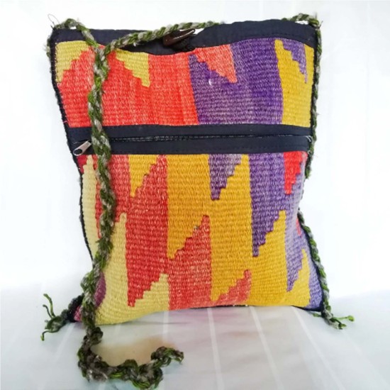 Handmade Colorful Rug Kilim Bag, Decorative Kilim Bag, Very Old Rug Bag, Gift For Her