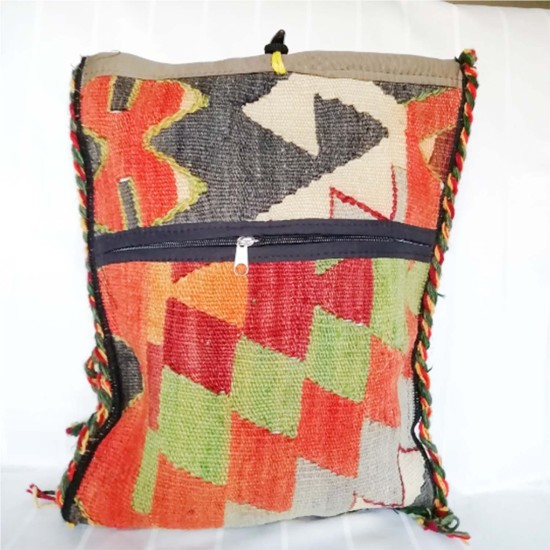 Handmade Colorful Rug Kilim Bag, Decorative Kilim Bag, Very Old Rug Bag, Gift For Her