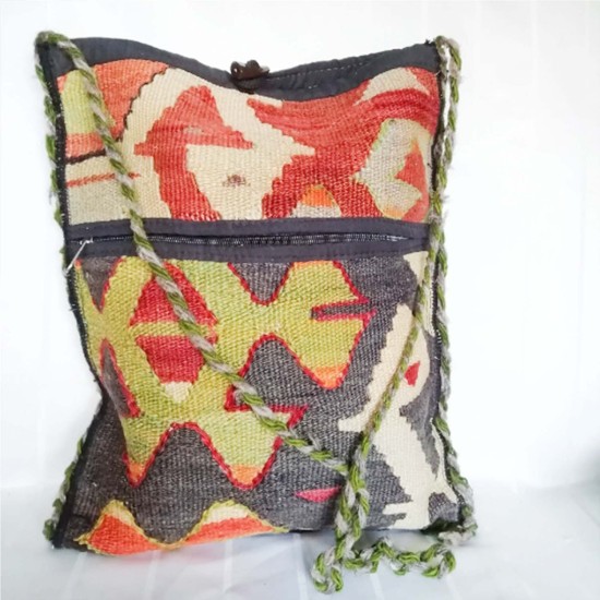 Handmade Colorful Rug Kilim Bag, Decorative Kilim Bag, Very Old Rug Bag, Gift For Her