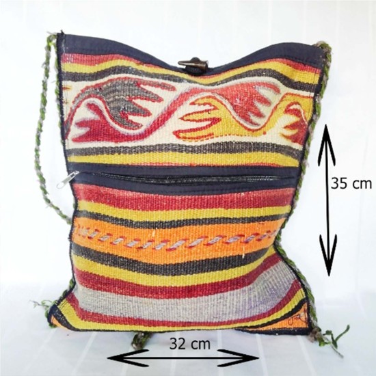 Handmade Colorful Rug Kilim Bag, Decorative Kilim Bag, Very Old Rug Bag, Gift For Her