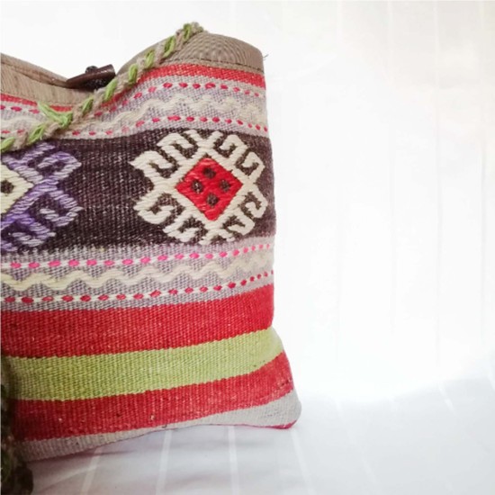 Handmade Colorful Rug Kilim Bag, Decorative Kilim Bag, Very Old Rug Bag, Gift For Her