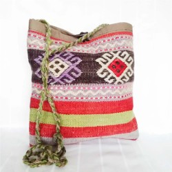 Handmade Colorful Rug Kilim Bag, Decorative Kilim Bag, Very Old Rug Bag, Gift For Her