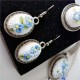 Blue Flower Vintage Embroidered Jewelry Set, Embroidered Gift, Syrian Handmade Accessories, Jewelry Set Gift For Her