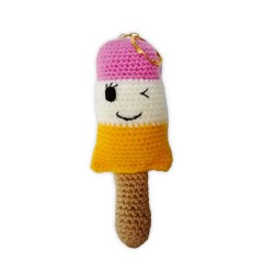 Crochet Ice Cream Keychain, Crochet Doll, Organic Syrian Handmade, Soft Amigurumi Keychain