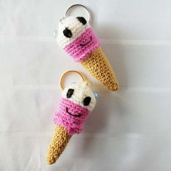 Crochet Doll, Ice Cream Keychain, Crochet Doll, Syrian Handmade, Soft Amigurumi Keychain