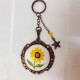 Sunflower Embroidered Keychain, Syrian Handmade Embroidery Keychain, Handmade Keychain, Embroidered Accessory, Bagchain