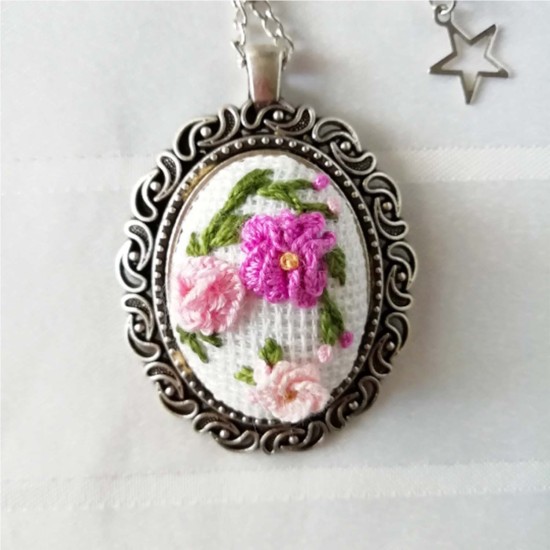 Pink Embroidered Keychain, Syrian Handmade Embroidery Keychain, Handmade Keychain, Embroidered Accessory, Bagchain