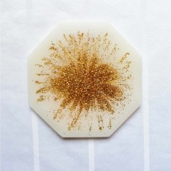 Resin Coaster, Coaster Set 4-White and Gold